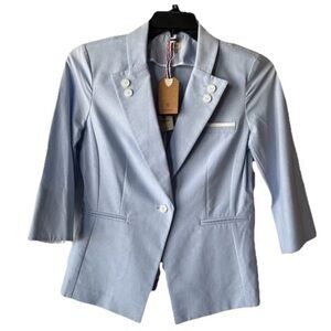 New $139 Daniel Cremieux Baby Blue Preppy Buttoned Blazer Size 6